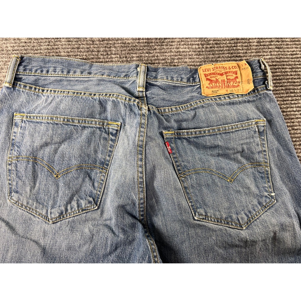 Levi's 504 Straight Leg Jeans Mens 36x34 Blue Medium Wash Red Tab Denim - Picture 9 of 12